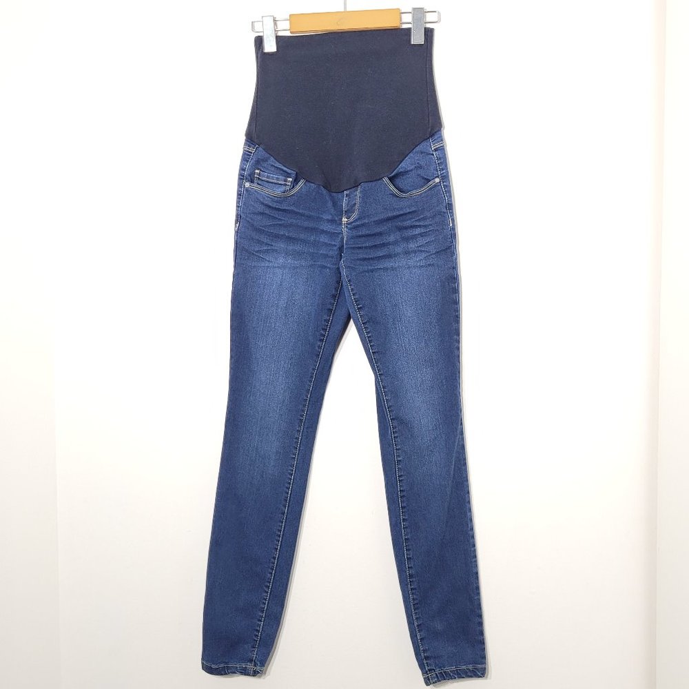 Thyme Skinny Slim Fit Denim Dark Wash Blue Jeans Womens Stretch Maternity XXS
